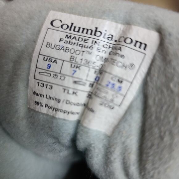 Columbia Bug a Boot Blue Gray Mid Lace Up Thinsulate Waterproof Boots Women's 9 - Picture 6 of 6